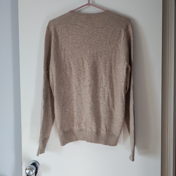 UNIQLO Oatmeal Beige 100% Cashmere V Neck Sweater M - Picture 3 of 4